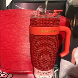 Juicy Couture Red Rhinestone Tumbler with Handle
